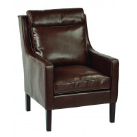 OSP Home Furnishings SB257-BD24 Colson Cocoa Bonded Leather Accent Chair with Solid Wood Legs